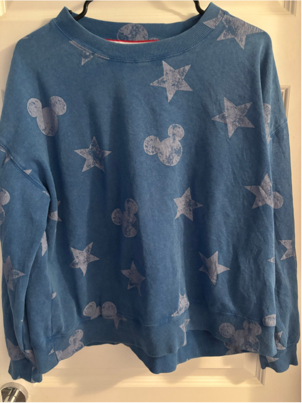Disney Parks Mickey Mouse Icon Americana Star Pullover Sweatshirt Blue Size L
